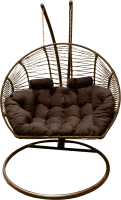 Кресло подвесное Craftmebelby Кокон Двойной Премиум Зигзаг (коричневый/коричневый) - 