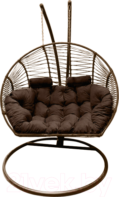 Кресло подвесное Craftmebelby Кокон Двойной Премиум Зигзаг (коричневый/коричневый)