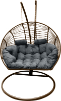 Кресло подвесное Craftmebelby Кокон Двойной Премиум Зигзаг (коричневый/серый) - 