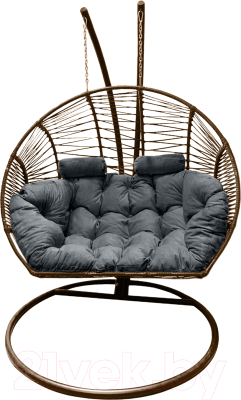 Кресло подвесное Craftmebelby Кокон Двойной Премиум Зигзаг (коричневый/серый)