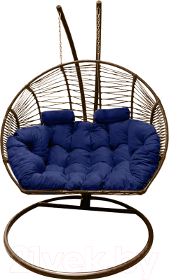 Кресло подвесное Craftmebelby Кокон Двойной Премиум Зигзаг (коричневый/синий)
