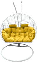 Кресло подвесное Craftmebelby Кокон Двойной Премиум Зигзаг (белый/желтый) - 