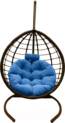 Кресло подвесное Craftmebelby Кокон Капля Сфера (коричневый/голубой)