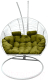 Кресло подвесное Craftmebelby Кокон Двойной Премиум Зигзаг (белый/зеленый) - 
