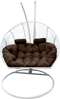 Кресло подвесное Craftmebelby Кокон Двойной Премиум Зигзаг (белый/коричневый) - 