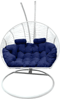 Кресло подвесное Craftmebelby Кокон Двойной Премиум Зигзаг (белый/синий) - 