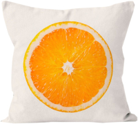 Подушка декоративная Лен наш Апельсин 179029 (40x40, белый/оранжевый) - 