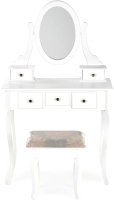 Туалетный столик с зеркалом Halmar Sara с табуретом (белый/белый) - 