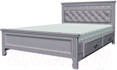 Двуспальная кровать Bravo Мебель Грация 160x200 с ящиками (антрацит)