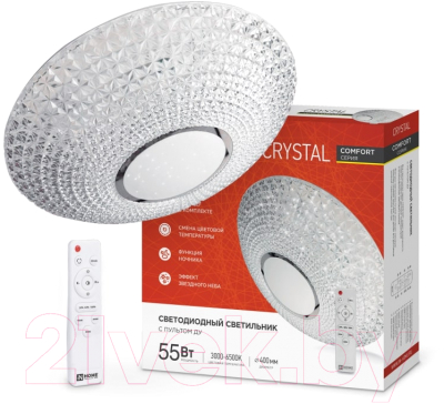 Потолочный светильник INhome Comfort Crystal 55Вт 230В 3000-6500K 4400Лм / 4690612034898