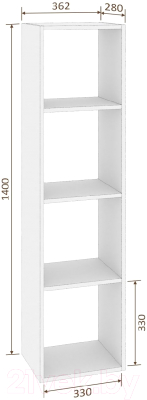 Стеллаж Кортекс-мебель Дельта-4 36x140 (береза)