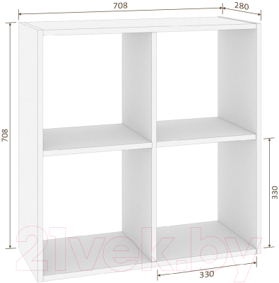 Стеллаж Кортекс-мебель Дельта-4к 71x71 (белый)