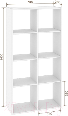 Стеллаж Кортекс-мебель Дельта-8 71x140 (белый)