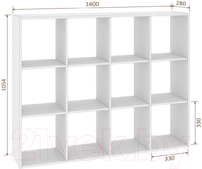 Стеллаж Кортекс-мебель Дельта-12 140x105 (белый)