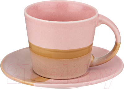 Чашка с блюдцем Bronco Sunset / 189-444 (розовый)