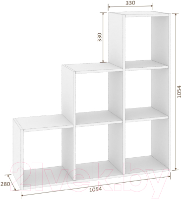 Стеллаж Кортекс-мебель Дельта-6ст 105x105 (белый)