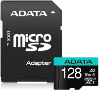 Карта памяти A-data Premier Pro microSDXC 128GB (AUSDX128GUI3V30SA2-RA1) (с адаптером) - 