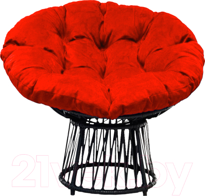 Кресло садовое Craftmebelby Папасан Премиум (черный/коралловый)