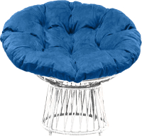 Кресло садовое Craftmebelby Папасан Премиум (белый/голубой) - 