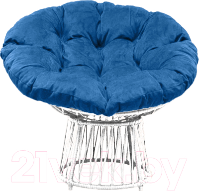 Кресло садовое Craftmebelby Папасан Премиум (белый/голубой)