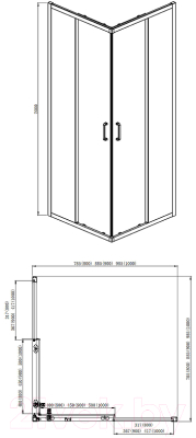 Душевой уголок Aquatek 100x100 / AQNAA1142-100 (хром/прозрачное стекло)