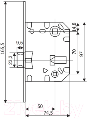 Защелка врезная Puerto INLB 1070 C с отверстием для завертки (хром блестящий)