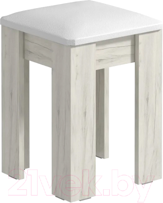Табурет Атлант-Мебель Лаки тип 1 (дуб крафт белый/экокожа белая)