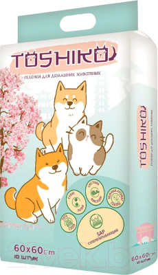 Одноразовая пеленка для животных Toshiko С ароматом сакуры 60x60см (10шт)