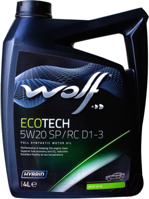 Моторное масло WOLF EcoTech 5W20 SP/RC D1-3 / 16174/4 (4л)