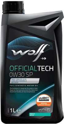 Моторное масло WOLF OfficialTech 0W30 SP / 65646/1 (1л)