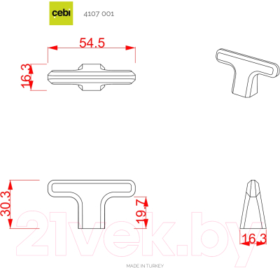 Ручка для мебели Cebi Vera A4107 001 МР24 (черный)