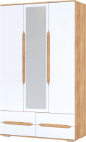 Шкаф Столица Мебели Валирия 3х створчатый с ящиками / ШК 033 (белый глянец/дуб крафт золотой) - 