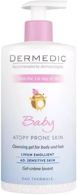 Гель для душа детский Dermedic Linum Emollient Baby Очищающий крем-гель с 1 дня жизни (500мл)