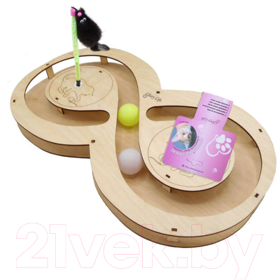 Игрушка для кошек Glory Life Восьмерка с шариками c игрушкой на пружине / 147272
