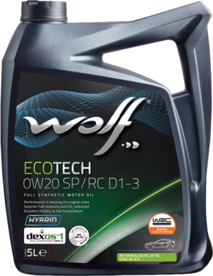 Моторное масло WOLF EcoTech 0W20 SP/RC D1-3 / 16173/5 (5л)
