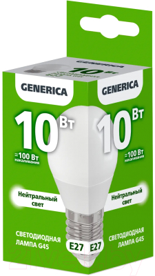 Изображение товара Лампа Generica G45 10Вт Шар 4000К E27 230В / LL-G45-10-230-40-E27-G
