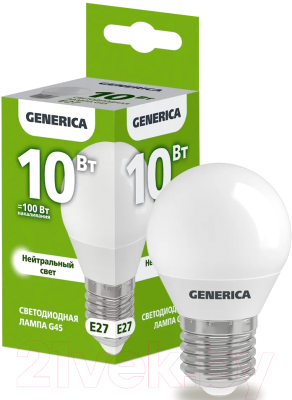 Изображение товара Лампа Generica G45 10Вт Шар 4000К E27 230В / LL-G45-10-230-40-E27-G
