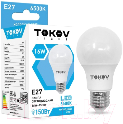 Лампа Tokov Electric Light 16Вт А60 6500К Е27 176-264В / TKL-A60-E27-16-6.5K