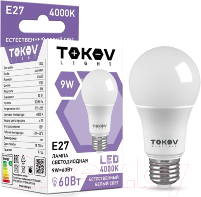 Лампа Tokov Electric Light 9Вт G45 4000К Е27 176-264В / TKL-G45-E27-9-4K