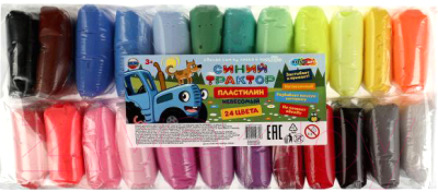 Изображение товара Пластилин легкий MultiArt Синий трактор / FLUFFY-STR24 (24цв)