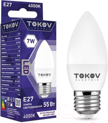 Лампа Tokov Electric 7Вт С37 4000К Е27 176-264В / TKE-C37-E27-7-4K