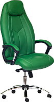 Кресло офисное Tetchair Boss Люкс экокожа (хром/зеленый) - 