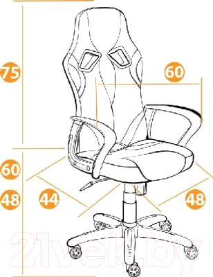 Кресло офисное Tetchair Runner кожзам/ткань (белый/синий/красный)