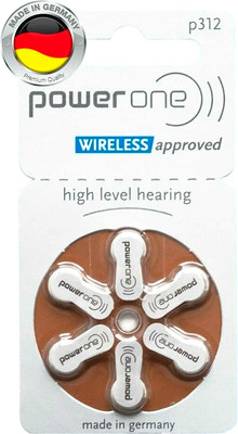 Комплект батареек PowerOne 312 PR41 для слуховых аппаратов (6шт) - 