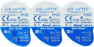 Изображение товара Комплект контактных линз Air Optix HydraGlyde Sph-0.50 R8.6 D14.2 (3шт)