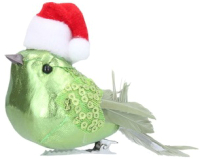 Елочная игрушка Gisela Graham Jolly Christmas. Птица в шапке / 14076-3 (зеленый) - 