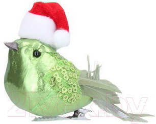 Елочная игрушка Gisela Graham Jolly Christmas. Птица в шапке / 14076-3 (зеленый)