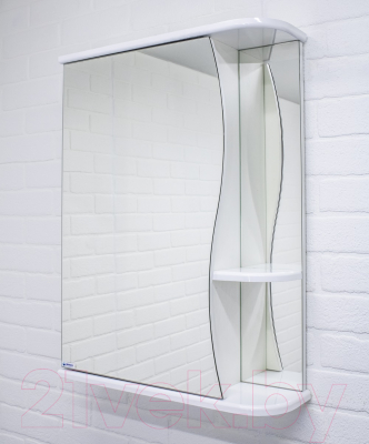 Шкаф с зеркалом для ванной Айсберг Волна 1-50 (левый)