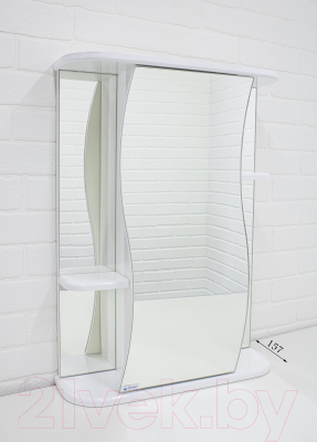 Шкаф с зеркалом для ванной Айсберг Волна 2-50 (правый)