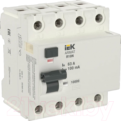 Дифференциальный автомат IEK 4P 63А 100мА тип AC / AR-R10N-4-063C100